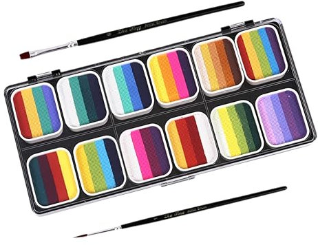 BELLIFFY Kit Pittura Viso E Corpo Con Tavolozza Colori Halloween Pitture Sicure Per Ragazzo Ragazza E Adulti Per Festività E Fai Da Te