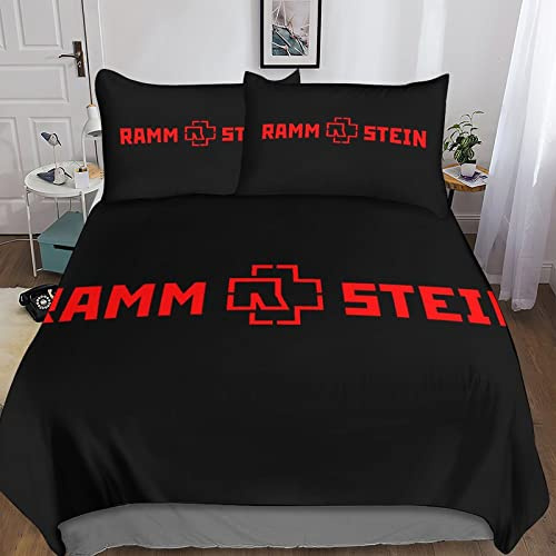 Enfunt-Home 3D Drucken Band Bettwäsche Set 135x200,Microfaser Einzelbett 1 Bettbezug Mit Reißverschluss + 1 Kissenbezüge 80x80