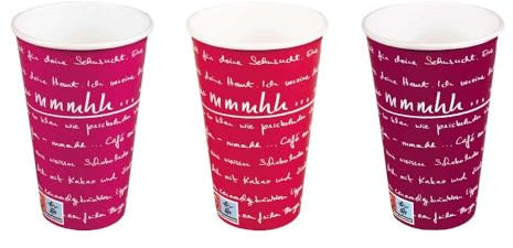 Wertpack Coffee To Go Becher, Kaffeebecher, 3 verschiedene Rottöne, 400 ml, Hartpapier, 50 Stück