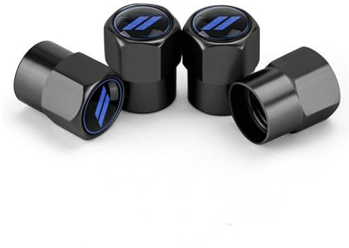 Misuyue 4pcs Ventilkappen Auto, Aluminium Ventilkappen Fahrrad, Metall Autoventil Kappe mit Gummiringdichtung, Reifenventilkappen Autozubehör für Motorrad PKW SUV UVM (Blau)