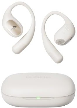 1MORE Open Ear Earbuds S31-14.2 mm Driver Deep Bass Earphones, 4 Mics for Clear Call, Bluetooth 5.3, Snug Fit, Ear Hooks, 30H Playtime, Wireless Headphones for Sports Activities - White