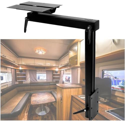 Tischbein abnehmbar höhenverstellbar drehbar wohnmobil, Tischbein klappbar camping RV-Tischhalterung aus Aluminiumlegierung für Wohnmobile, Yachten, Wohnmobile, Wohnwagen, große Fahrzeuge(Color:Black)