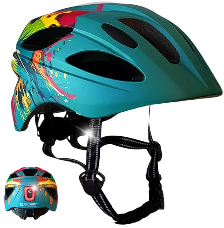 Kinderfahrradhelm Splash blau | Fahrradhelm für Kinder von 6-12 Jahren für Fahrräder, Skateboards, Mountainbikes, Skates, mit abnehmbaren Polstern und Einstellbarer Größe |