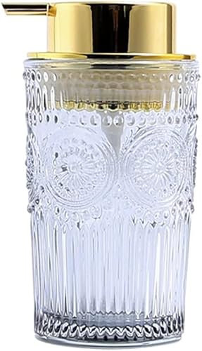 Foaming Soap Dispenser Glass Pump Bottle Grey - Compatible with Liquid Hand Soap, Dish Soap, Lotion, Detergent - Transparent Dispenser Jar