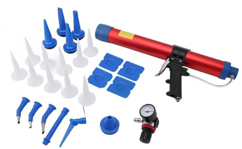 Electric Dripless Caulking Gun, Cordless Air Caulking Device 600ml Pneumatic Caulk Tool Nozzle Scraper Set G1/4 Seam Tools with Adjustable Valve, for Building Home Renovation