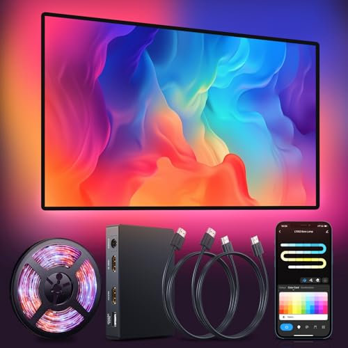 Sophon-Rétroéclairage LED Immersif pour TV avec Boîtier de Synchronisation HDMI 2.0, Compatible 55-65 Pouces et Consoles, Contrôle Intelligent et Synchronisation Audio (3.5M)