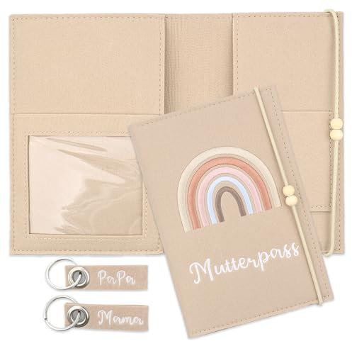 KMANGMAN 1 Pièce Étui de Protection pour Carnet de Maternité,Étui pour Passeport de Maternité en Feutre,Pochette pour Carnet de Maternité,Cadeau Naissance Personnalisé,avec Compartiment(Kaki)