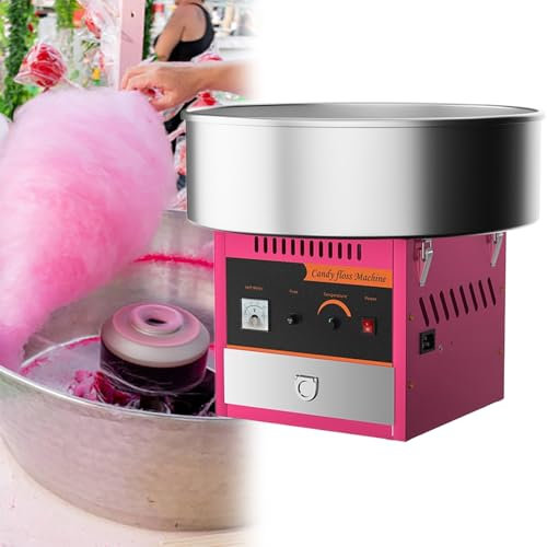 GESAIDES Machine à Barbe à Papa Commerciale, Machine à Barbe à Papa, Machine à Barbe à Papa, avec Bol en Acier Inoxydable, Cuillère à Sucre, pour Fête de Famille, Anniversaire