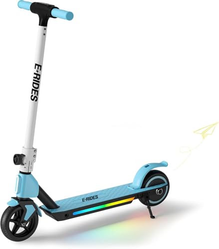E-RIDES S2 Electric Scooter for Kids, 24V 130W Kids Electric Scooter with 6.5 Tires,14km/h, 8km Range, Foldable Frame, 70kg Load,Dual Brakes, E Scooters 3 Speed Modes & LED Lights (Blue)