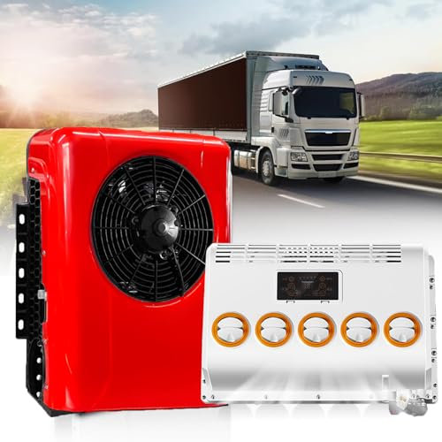 Climatiseur Split Universel, Unité De Climatisation éLectrique Automobile à Nouvelle éNergie Climatiseurs De Stationnement éLectriques 12V/24V Pour Camions, RV, Van, Camping-Car,Red-12V