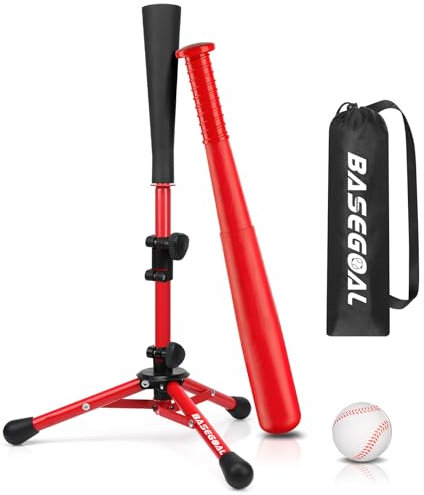 BaseGoal Baseball Batting Tee Ball Set for Kids and Youth,with Bat & Ball