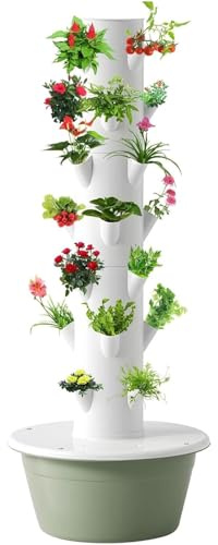 lylunnamsp Hydroponic Tower Growing System, Vertical Garden, Suitable for Indoor and Greenhouse, Grow Herbs and Vegetables, Houseplant Farming with Water Circulation and Automatic Timer,7 Layer