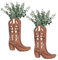 Cowboy -Stiefel -Vase für Blumen, 2pcs 7, 9x11, 8 Zoll Holzwand Pflanzer, Hängende Wandtasche Vase mit Haken für Schlafzimmer Küchenbüro Haus