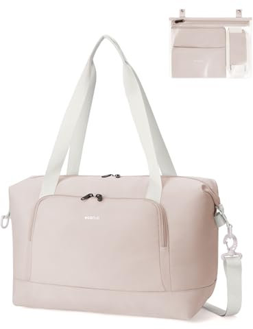 ECOHUB für Ryanair Handgepäck Tasche 40x20x25, 20L Faltbare Klein Reisetasche Handgepäck für Flugzeug, Recycelt Travel Bag Mit Abnehmbar Nass-Tasche, Ryan air Bag 40x20x25, Weekender für Damen(Beige)
