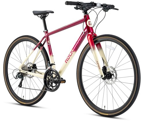 ROCKBROS SPIN Hybrid Bike 700C Road Bike Gravel 20 Speed Gears Bicycle with Carbon Fiber Fork Hydraulic Disc Brakes for Men Women Antique bronze M