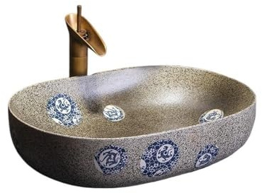 Vasque à Poser Lavabo de salle de bain rétro de petite taille, style Home Art (robinet et bonde inclus) Evier salle de bain