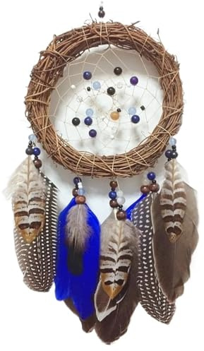 Traumfänger 2PCS Handmade Dream Catcher Hängen Mit Rattan Perle Federn Wand Auto Dekoration Ornament Dreamcatcher(Blue)