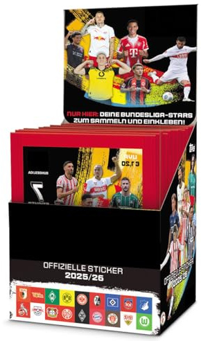 Deutsche Fußball Liga Sticker 2025/26 | 1x Display | 50 Stickertüten mit Fußball-Sammelstickern zur neuen Saison | Sammelserie für Kinder & Fans