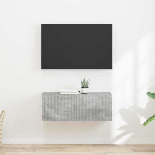 Goyphonic TV-Wandschrank, 2er-Set, Beton-Optik, 60x31x29,5 cm, Holzwerkstoff, Hängeregal für Wohnzimmer, modernes Entertainment Center