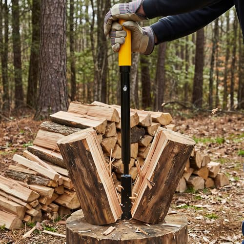 Luxebough Manual Log Splitter Slide Hammer, Heavy Duty Hand Operated Wood Splitter for Firewood, Kindling Tool with Non-Slip Handle, Portable Wood Splitting Maul for Camping, Outdoor, Home Use