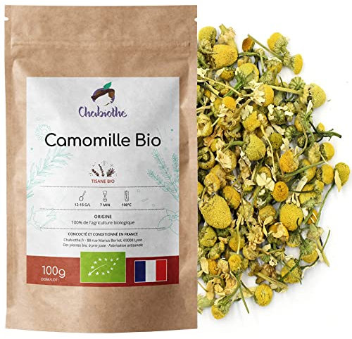 Chabiothé - Fleurs de Camomille BIO (Tisane Matricaria chamomilla L) 100g - infusion de matricaire conditionné en France