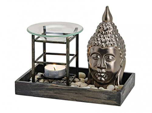 meindekoartikel Duftlampe-Set Buddha B19/T11/H12 cm aus Keramik/Holz