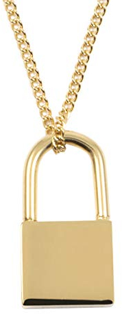 Happiness Boutique Damen Kette mit Schloss Anhänger in Goldfarbe | Halskette mit Anhänger Schloss Liebe Symbol Charm Edelstahlschmuck