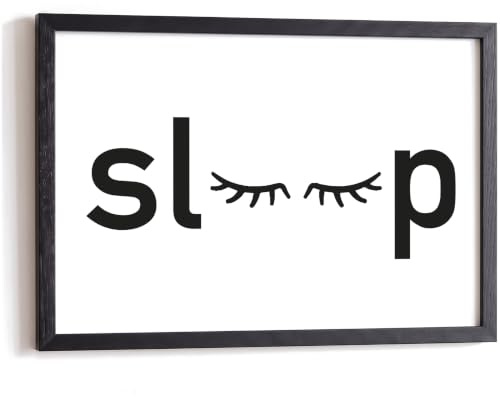 Papierschmiede Typografie Poster „sleep“, Spruch Poster schwarz weiß, Deko fürs Wohnzimmer, Bild mit Spruch als Wanddeko, Format wählbar A5 bis A1, auf Wunsch mit Holzrahmen