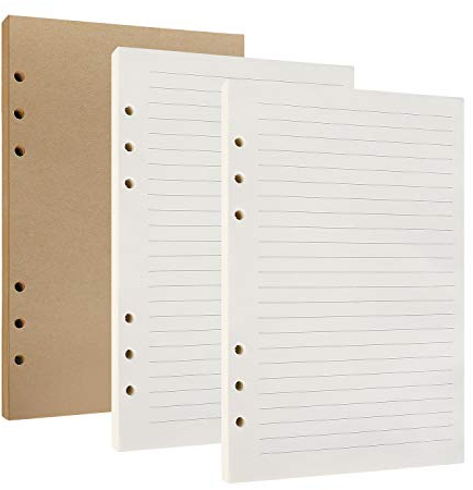 Notizbuch A5 Weiße und Gelbe Leere Nachfüllseiten 6 Löcher Loose Nachfüllpapier Refill Paper Ersatzblätter für Filofax, Notizen, DIY, Journal, Skizze, Malerei, Büro Schule 80 Blätter (3 Packung)