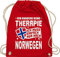 Turnbeutel Rucksack - Länder Fahnen und Flaggen - Ich brauche keine Therapie Ich muss einfach nur nach Norwegen - weiß - Unisize - Rot - stofftasche baumwolle sportbeutel bags beutel turnsack
