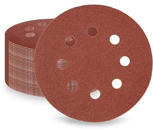 LESNIC 120 Körnung Schleifscheiben 50 Stück, 125mm Schnellwechselscheiben Klett-Schleifpapier für Elektroschleifer, Zuverlässige Haftung auf den Schleifgeräten