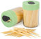 Urbanstrive - Porta stuzzicadenti con 400 stuzzicadenti in legno naturale per la pulizia dei denti, decorazione unica per la casa, regalo insolito, confezione da 2, verde