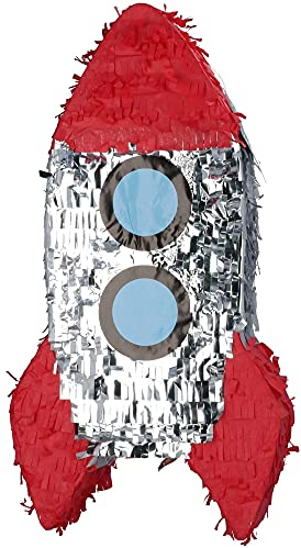 Goodtimes Pinata Rakete Silber 55cm hoch Partyspiel Zum Befüllen mit Süßigkeiten und zerschlagen Als Geschenkidee für Geburtstag Hochzeit JGA