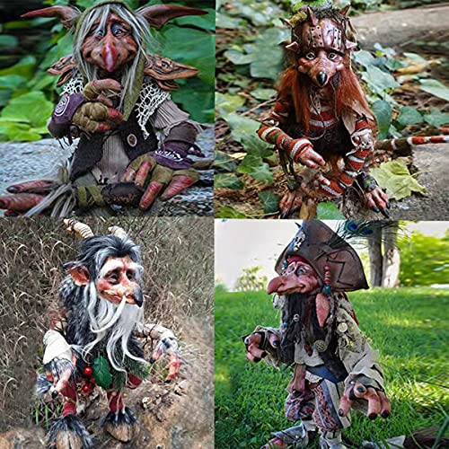 BANNESE Garten Big Goblin Eddie Gartenzwerg Gartenzwerge des Troll-Clansevil Little Old Man Halloween Harz Handwerk Zwerg Elf Garten Desktop Skulptur Dekoration,4pcs
