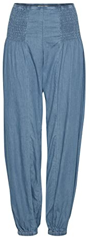 PULZ JEANS PZJILL Damen Haremshose Pumphose Pluderhose aus leichtem Denim 100% Baumwolle Relaxed Fit, Größe:XL, Farbe:Light Blue Denim (200008)