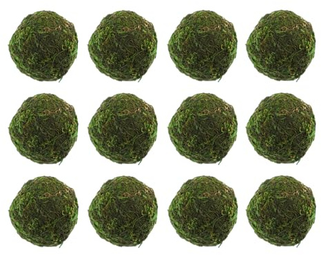HOMSFOU 12Er Set Dekorative Moosbälle Getrocknete Moos Kugeln Deko 2.36In/6.00Cm Für Wohnaccessoires Garten Deko Bastelprojekte Und Saisonale Dekoration