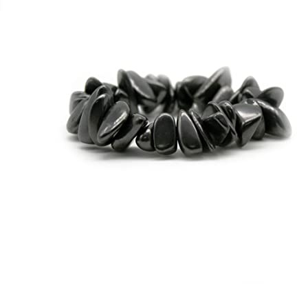 DOJA Barcelona | Schungit-Chip-Armband | PAKET 2 | Schungit Naturstein | Elastische Armbänder Naturmineralien, Energiesteine, Heilkristalle | Heilsteine ​​Mann und Frau