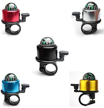 5 Packungen Fahrradklingel Glocke Mit Kompass Glocke, Retro Fahrrad Klingel Laut, Mountainbike Klingel Fahrrad, Fahrradzubehör für Erwachsene Mädchen Jungen Kinder(gelb+rot+silber+schwarz+blau)