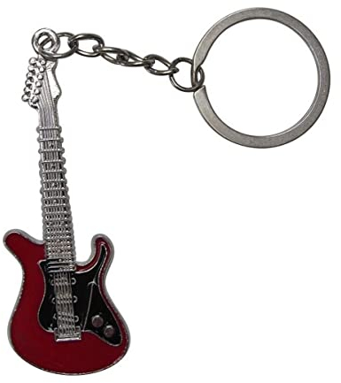 Schlüsselanhänger E-Gitarre rot aus Stahl, 9 x 3 cm, Edelstahl