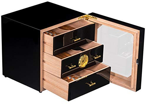 BATLAM Personalisierter Zigarren-Humidor-Schrank mit Hygrometer für 35 Zigarren, 3 größere Schubladen mit Zedernholz gefütterte Zigarrenkiste Aufbewahrungskoffer für Ihn, Freund, Vater, Ehemann