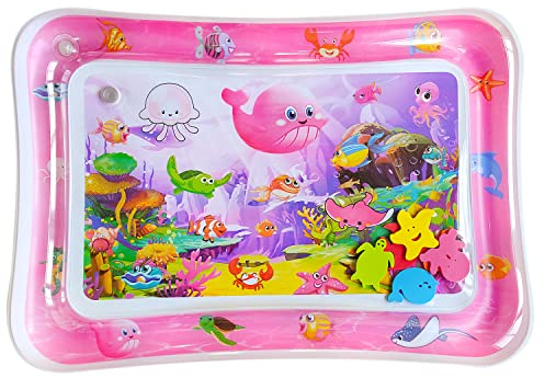 Almohadilla Agua Inflable, Cojín de Agua Inflable para bebé, Alfombra de Juego de Agua para Bebé, Inflable Alfombra de Juego, Juguetes Sensoriales para Niño Niña (Polvo de ballena)