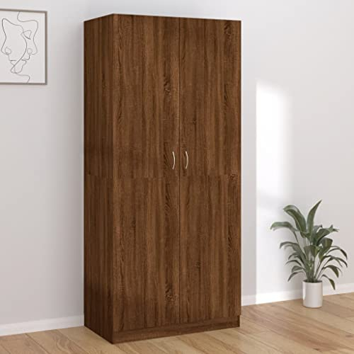 INLIFE Kleiderschrank Braun Eichen-Optik 90x52x200 cm Holzwerkstoff,Braun,68.8KG,815356