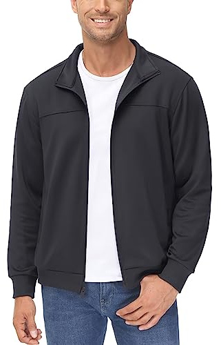 MAGCOMSEN Men's Athletic Jacket - Full Zip Golf Track Jacket, Lightweight Zip Sweatshirt, Casual Running Outwear