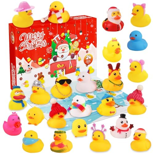 Adventskalender Enten 2025, Adventskalender 2025 Kinder, Kleine Gelbe Ente Set, Kinder Kleine Gelbe Ente, AdventskaLender Quitsche EnTen, Weihnachten/Geburtstag Geschenkset für KInder