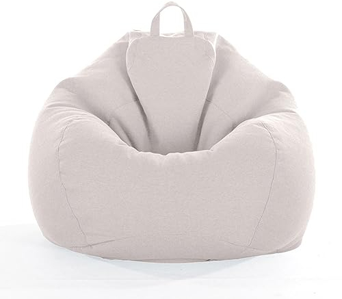 FANSU Leinen Unifarben Farben Sitzsack Waschbar Sitzsack Ohne Füllung Sitzsäcke für Kinder Erwachsene Sitzsack Outdoor Indoor Stofftier Aufbewahrung mit Reißverschlus (L,Beige)