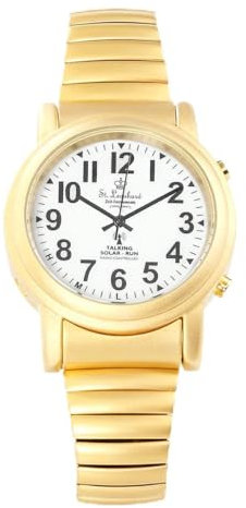 St. Leonhard Sprechende Funkuhr: Sprechende Funk- & Solar-Seniorenuhr, vergoldet (Versandrückläufer) (Blindenuhr mit Sprache, Uhren, Schmuck)