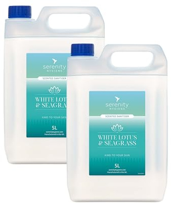 Hand Cleansing Sanitiser Foam, No Alcohol Foaming Hand Sanitizer Dispenser - White Lotus & Seagrass- 5 Litre Refill Pack of 2