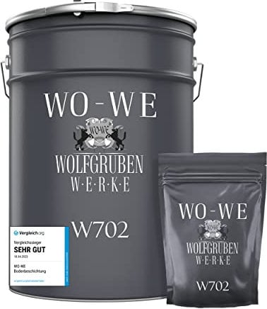 WO-WE Vernice in resina epossidica rivestimento per garage pavimenti OPACO W702 Grigio argento RAL7001-2,5kg