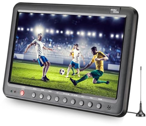 DOUBLE CRYSTA 9 Inch Portable TV with Freeview DVB-T2/DVB-T Built-in Li-ion Battery Small Screen Digital LCD