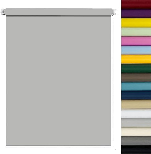 Verdunklungsrollo ohne Bohren Klemmfix 105 x 170 cm Sichtschutz und Sonnenschutz Lichtundurchlässig Thermorollo inklusive Montagematerial für Fenster und Türen, Hellgrau